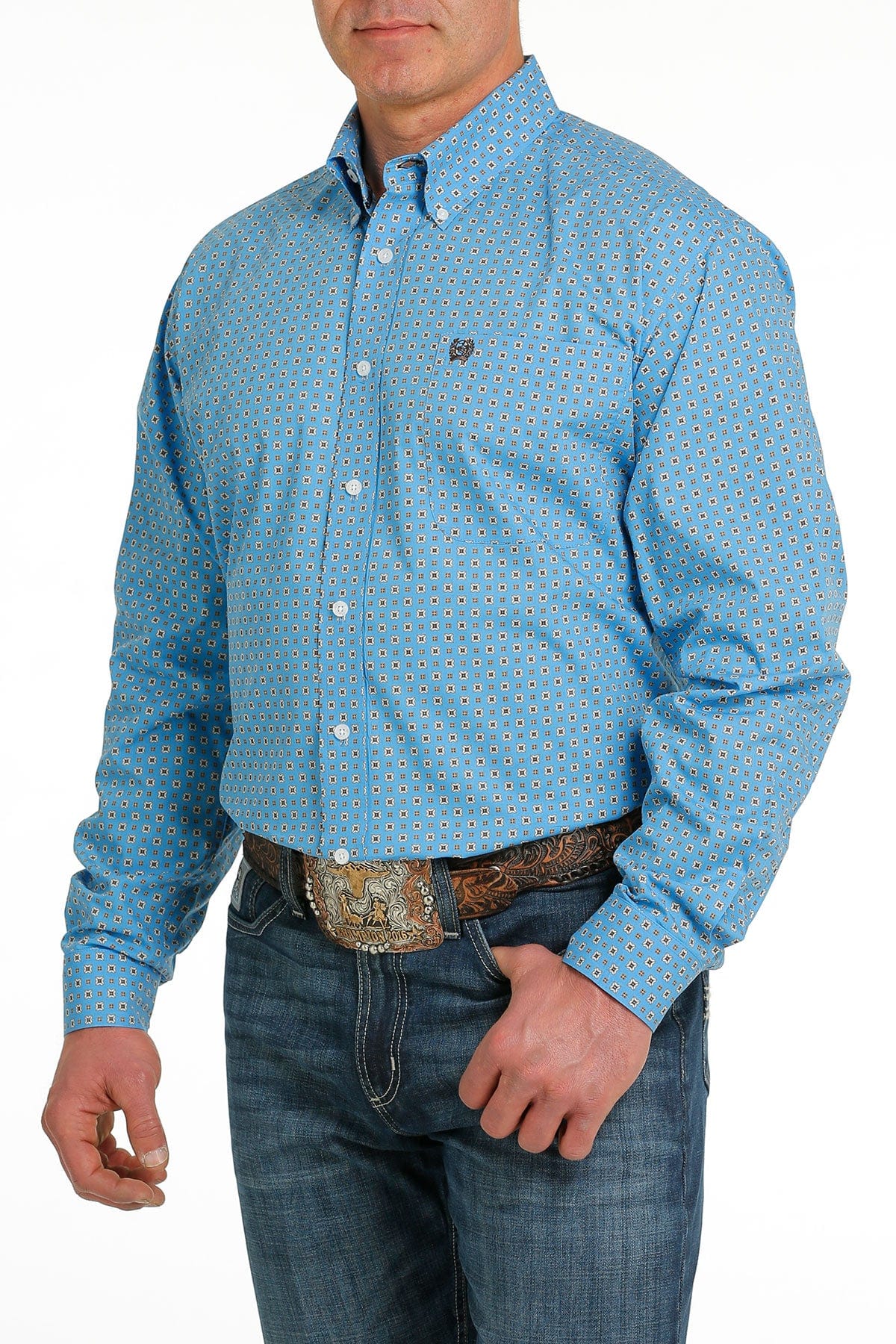Cinch Men's Medallion Blue/White Long Sleeve Button Down Western Shirt MTW1105542 - Image 2