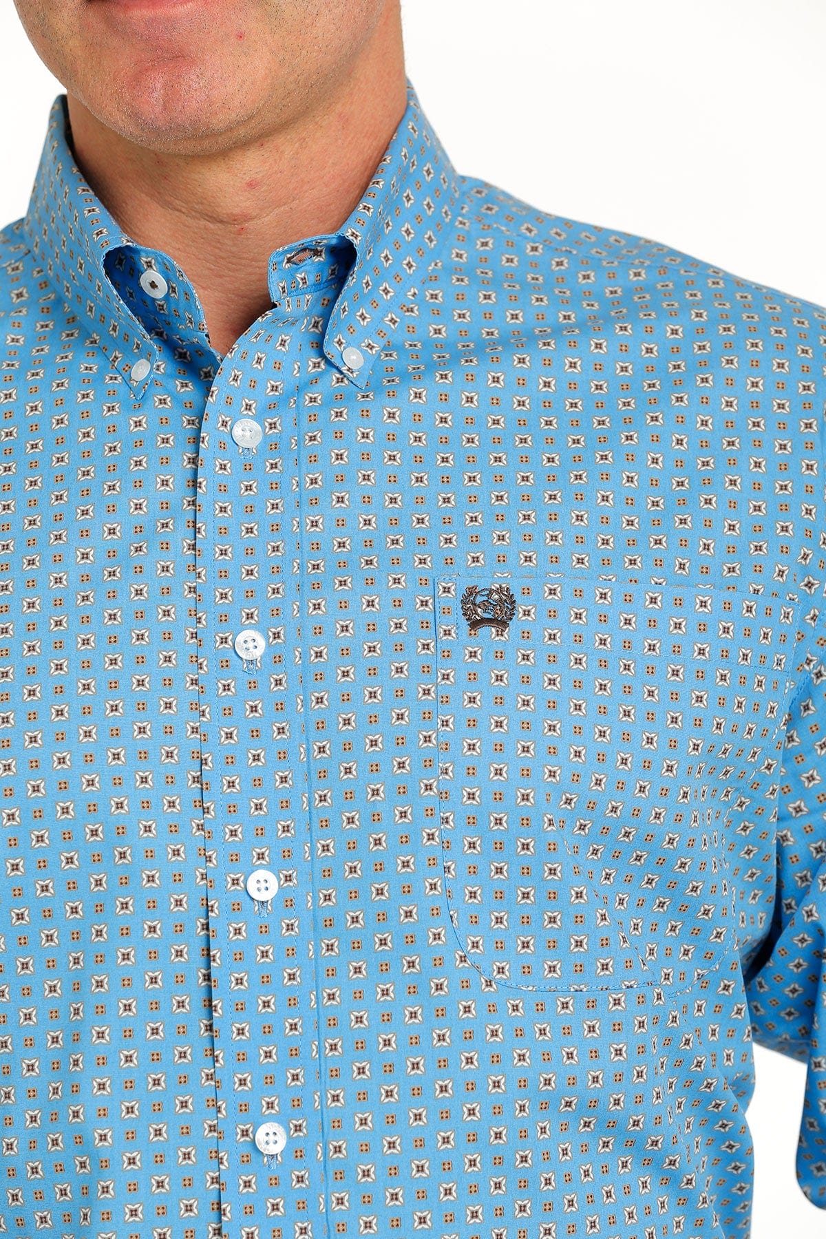 Cinch Men's Medallion Blue/White Long Sleeve Button Down Western Shirt MTW1105542 - Image 4