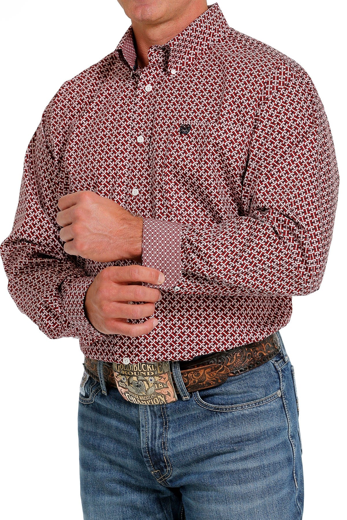 Cinch Men's Multi Print Red Long Sleeve Button Down Western Shirt MTW1105622 - Image 3