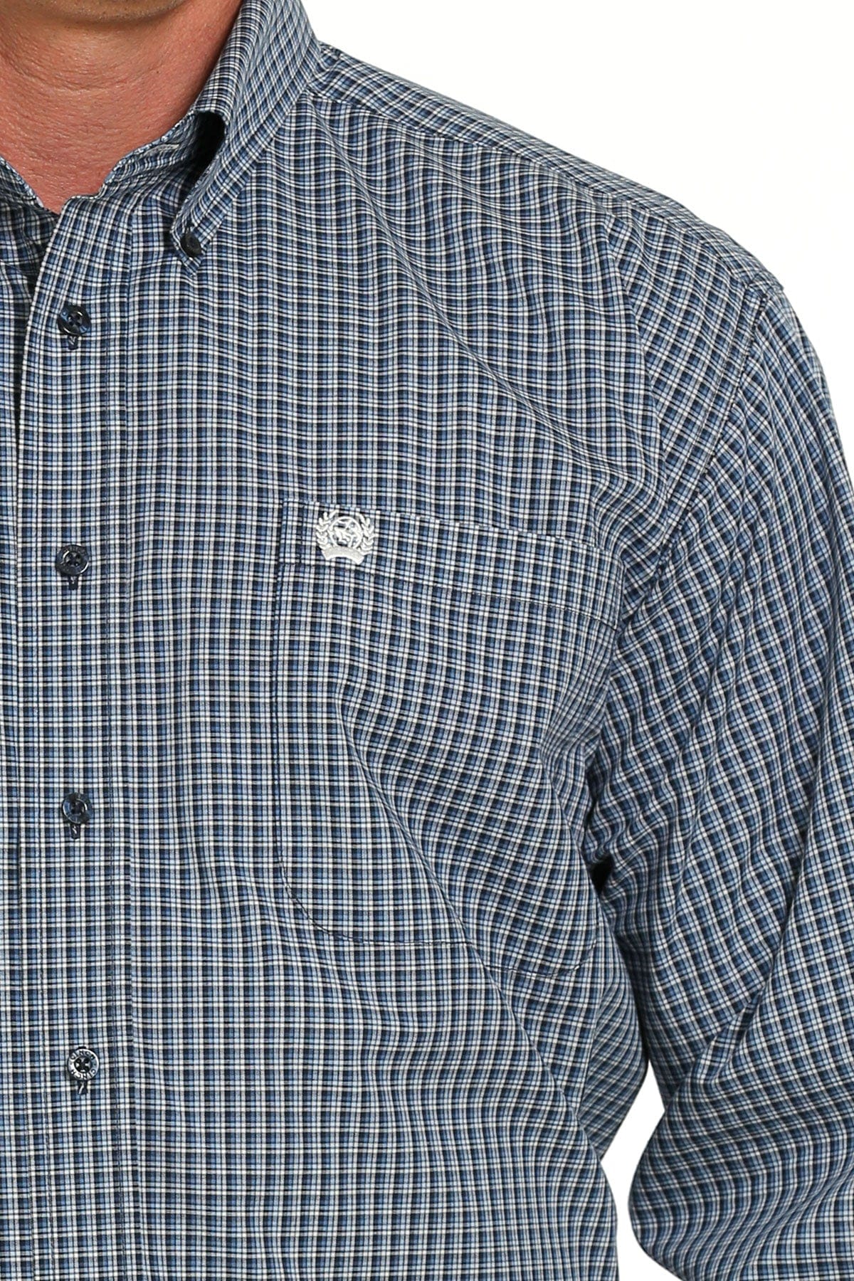 Cinch Men's Navy Blue Plaid Long Sleeve Button Down Western Shirt MTW1105632 - Image 2