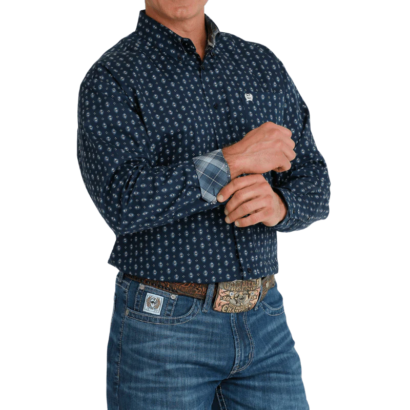 Cinch Men's Navy Long Sleeve Button Down Western Shirt MTW1105695