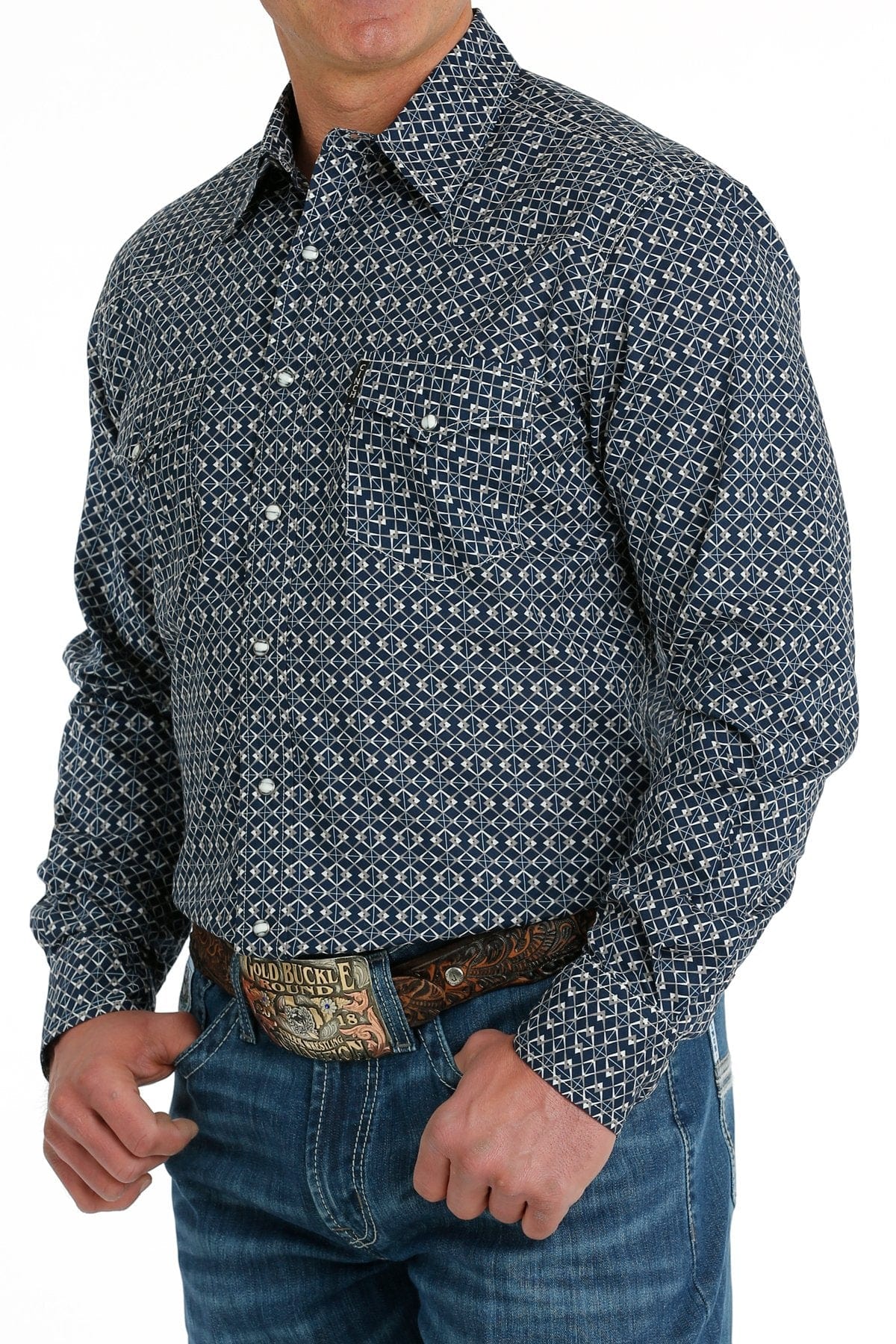 Cinch Men's Navy Modern Fit Long Sleeve Western Snap Shirt MTW1303073 - Image 2