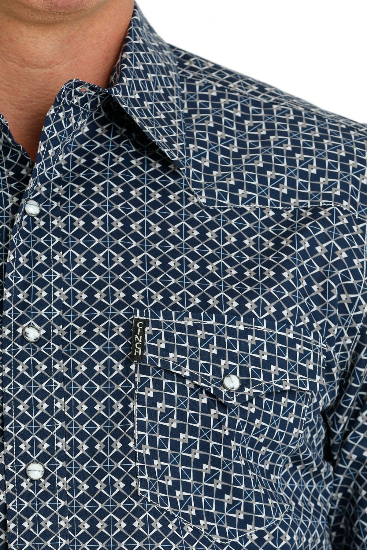Cinch Men's Navy Modern Fit Long Sleeve Western Snap Shirt MTW1303073 - Image 3