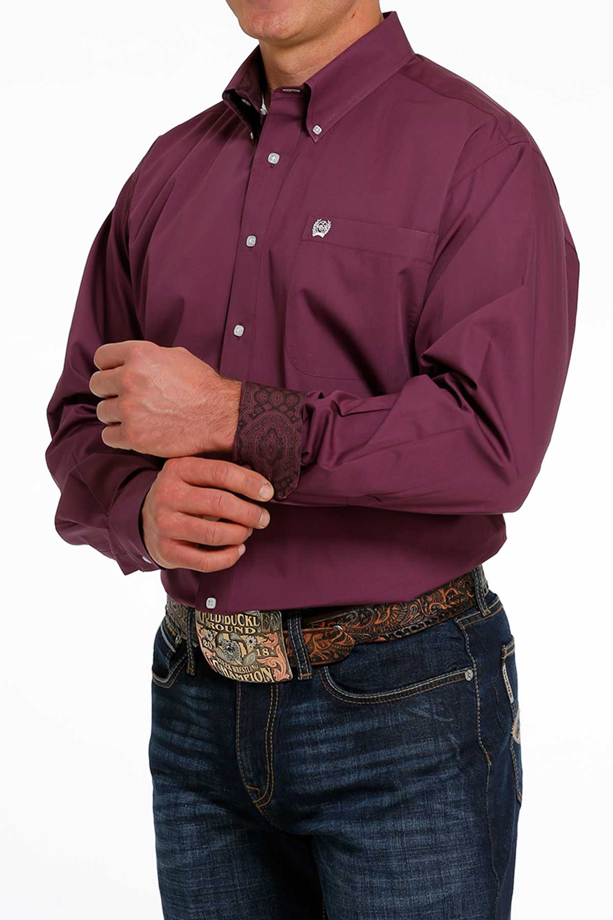 Cinch Men's Sangria Purple Button Down Western Long Sleeve Shirt MTW1105484 - Image 2