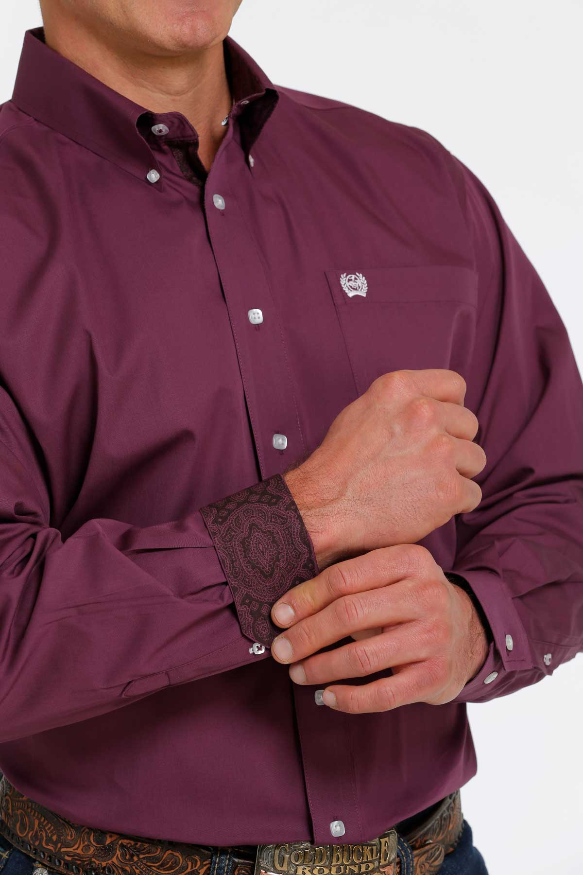 Cinch Men's Sangria Purple Button Down Western Long Sleeve Shirt MTW1105484 - Image 3