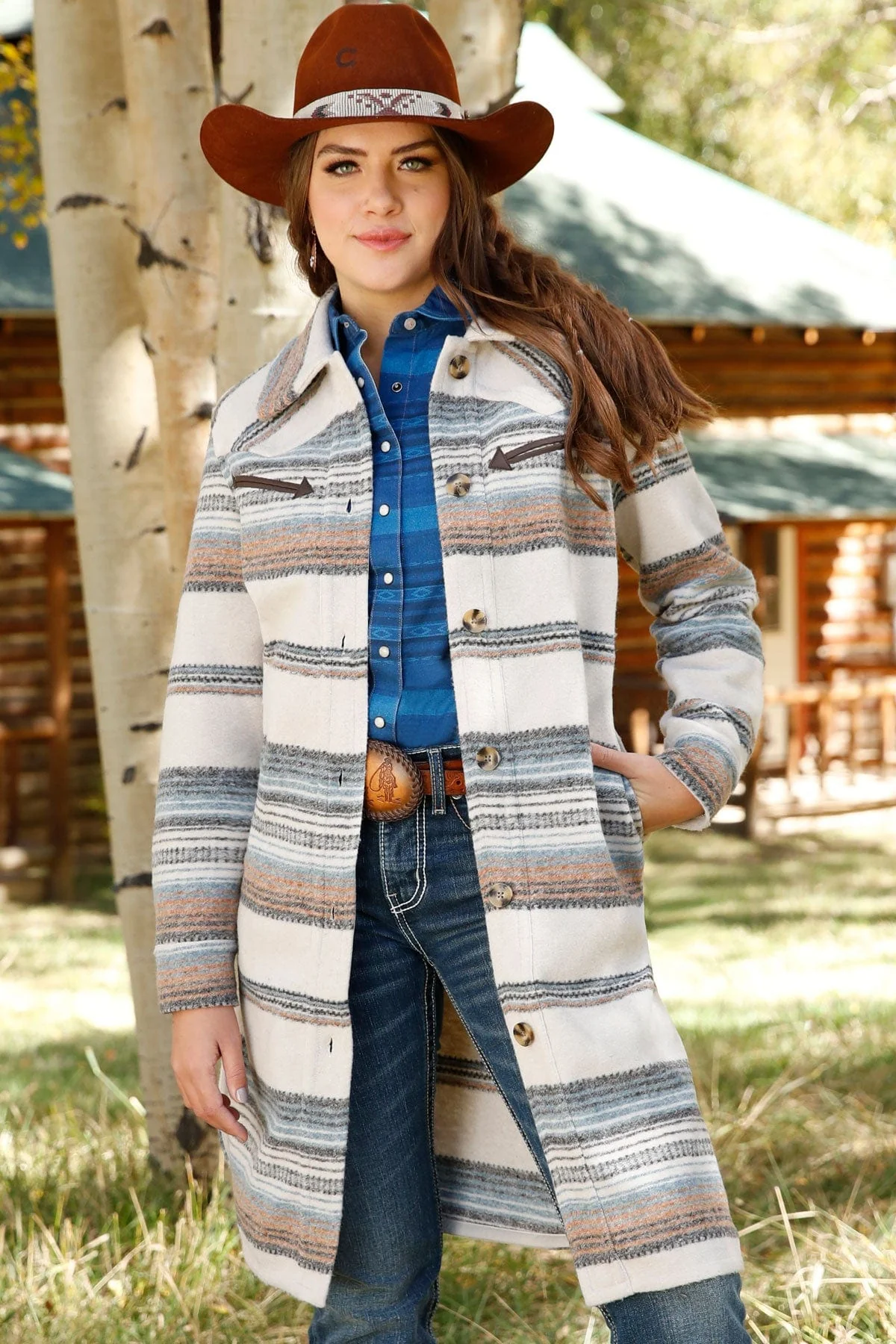 Cinch Women's Cruel Denim Stripe Knit Shacket CWJ7454001 - Image 2
