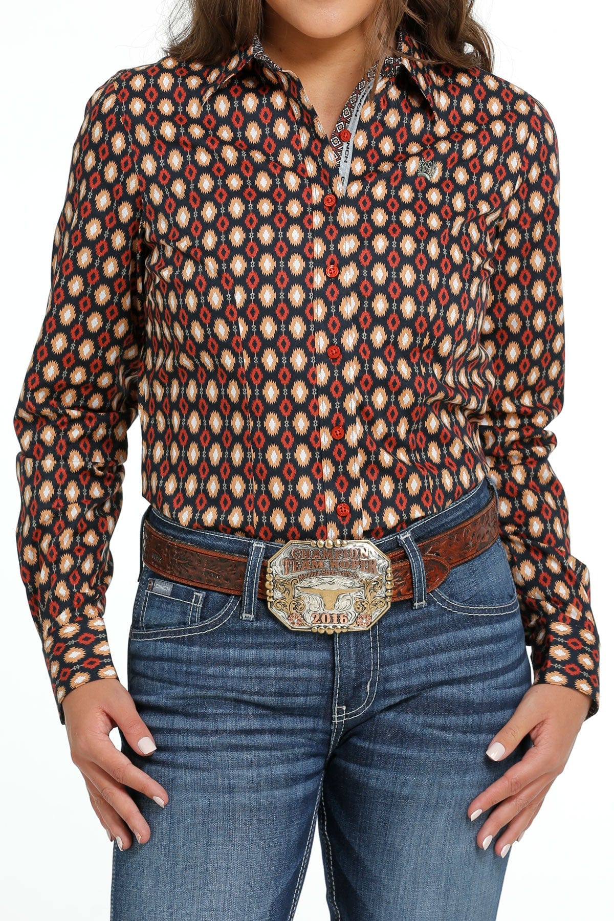 Cinch Women's Navy Long Sleeve Button Down Western Shirt MSW9165038