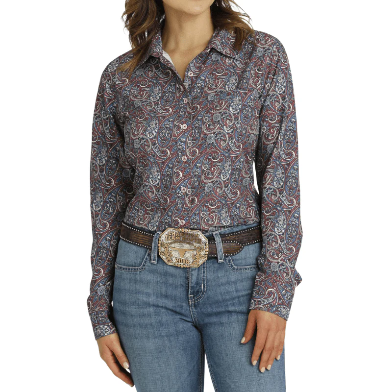 Cinch Women's Paisley Arenaflex Long Sleeve Button Down Western Shirt MSW9163024