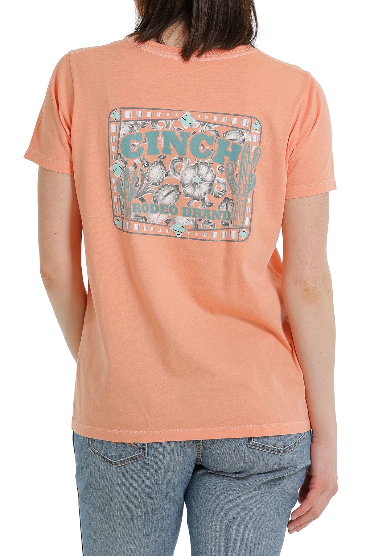 Cinch Women's Rodeo Brand Coral Short Sleeve Graphic T-Shirt MSK7901001 - Image 3