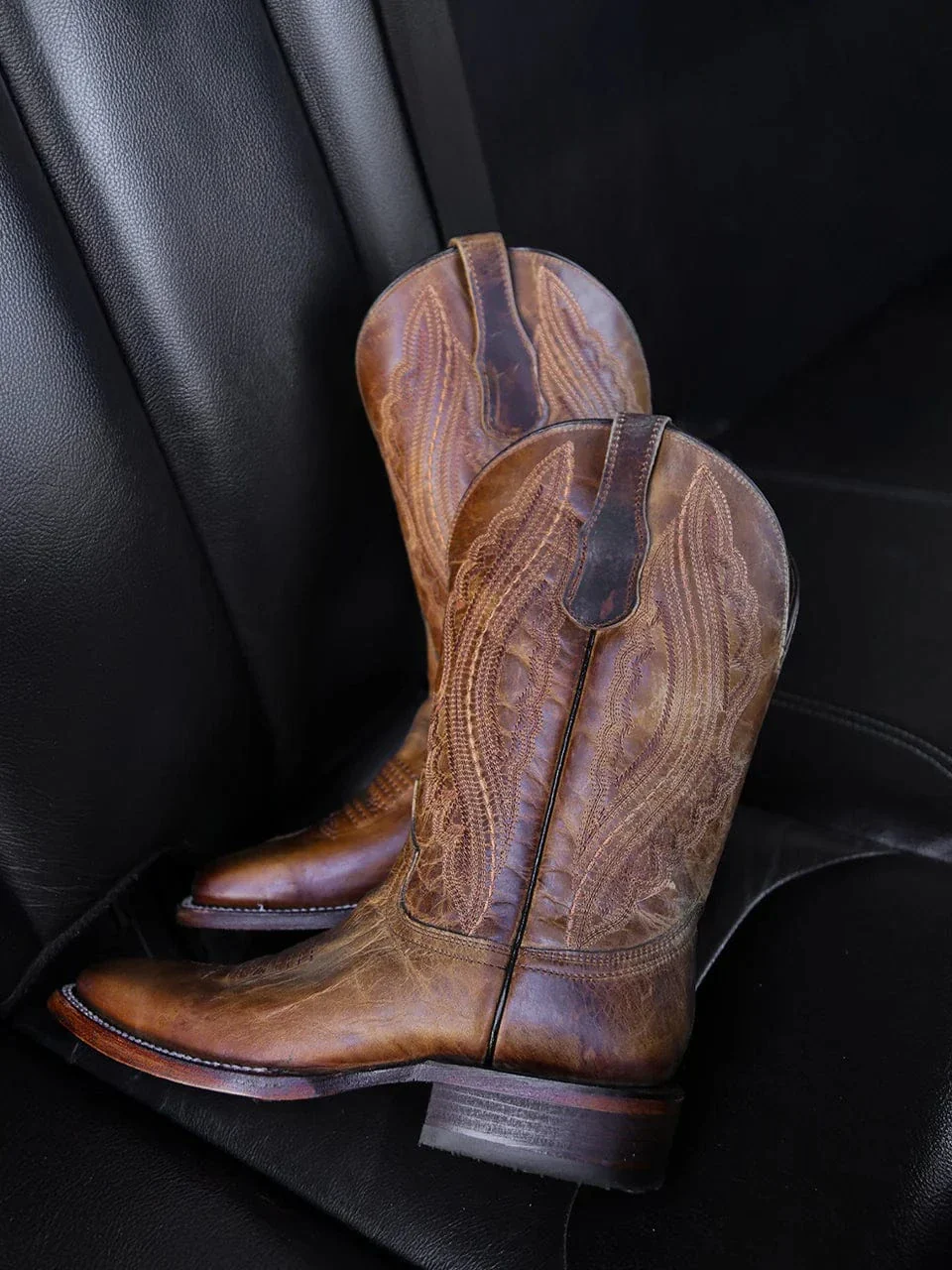 Circle G Men's Honey Embroidery Wide Square Toe Western Boots L6300 - Image 5