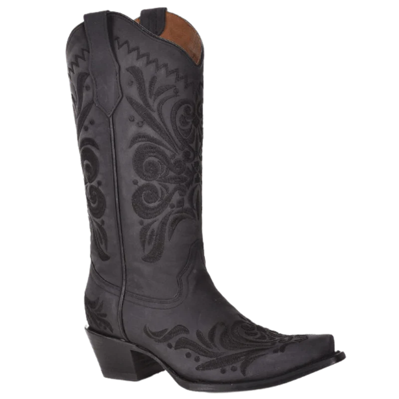 Circle G Women's Black Filigree Embroidery Snip Toe Western Boots L5433