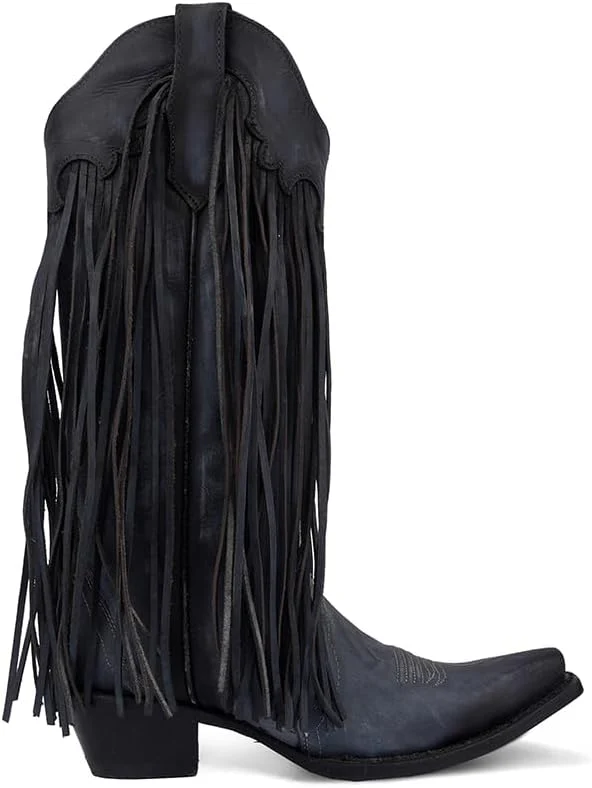 Circle G Women's Blue Fringes Snip Toe Western Boots L6074 - Image 2