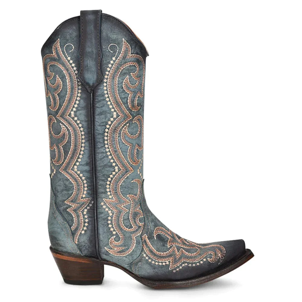 Circle G Women's Blue Jean Embroidery Snip Toe Western Boots L5869 - Image 2