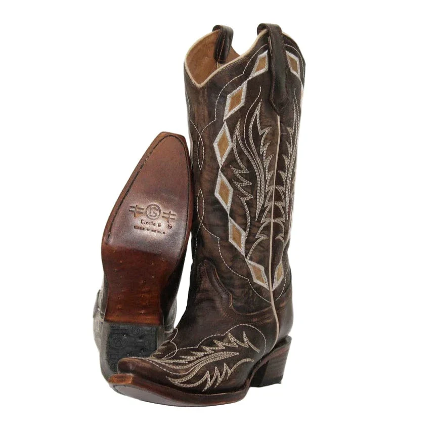 Circle G Women's Chocolate Laser & Embroidered Western Boot L6285 - Image 3