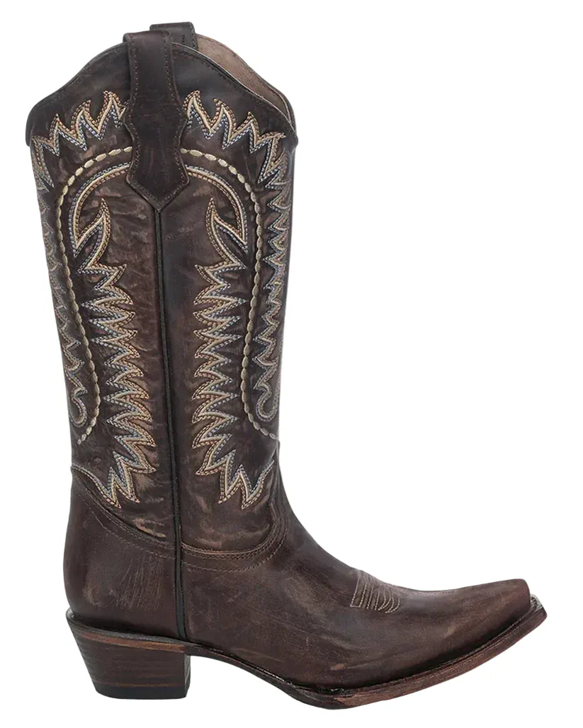 Circle G Women's Dark Brown Embroidered Snip Toe Western Boots L8014 - Image 2