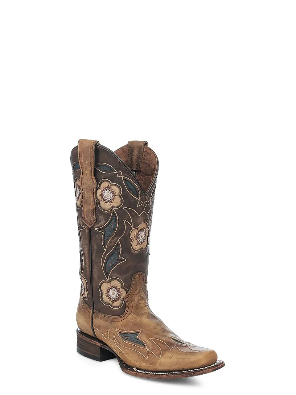 Circle G Women's Floral Sand Embroidery & Inlay Western Boots L6236