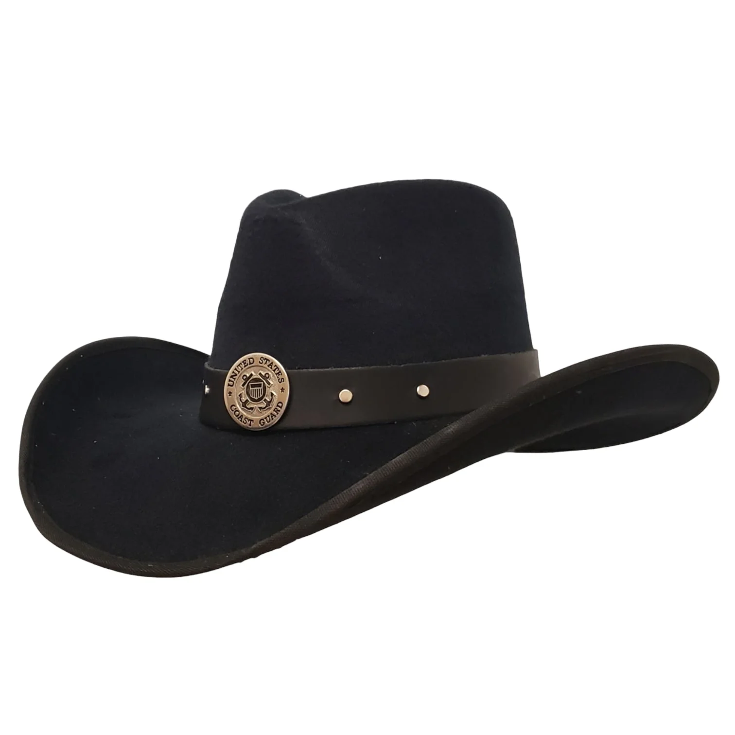 Gone Country Coast Guard Heroes - Black Cotton Poly Felt Cowboy Hat