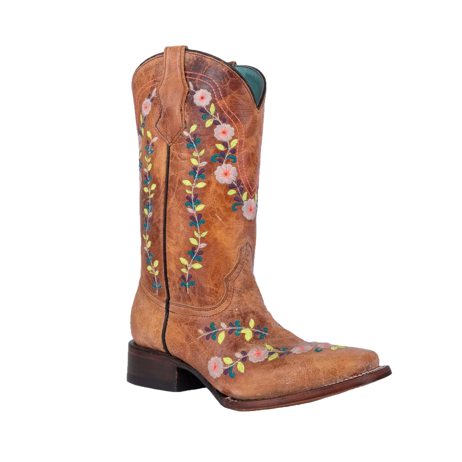Corral Girl's Floral & Honey Embroidered Western Boots T0161