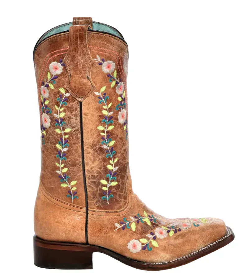 Corral Girl's Floral & Honey Embroidered Western Boots T0161 - Image 2