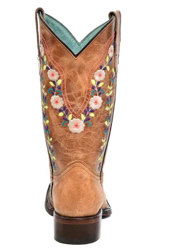 Corral Girl's Floral & Honey Embroidered Western Boots T0161 - Image 4