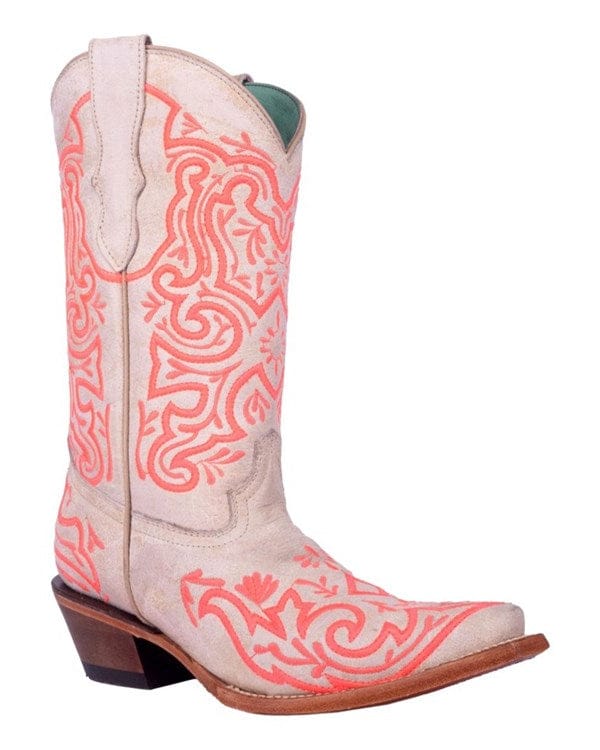 Corral Girl's Pearl Pink Embroidered Snip Toe Western Boots T0157