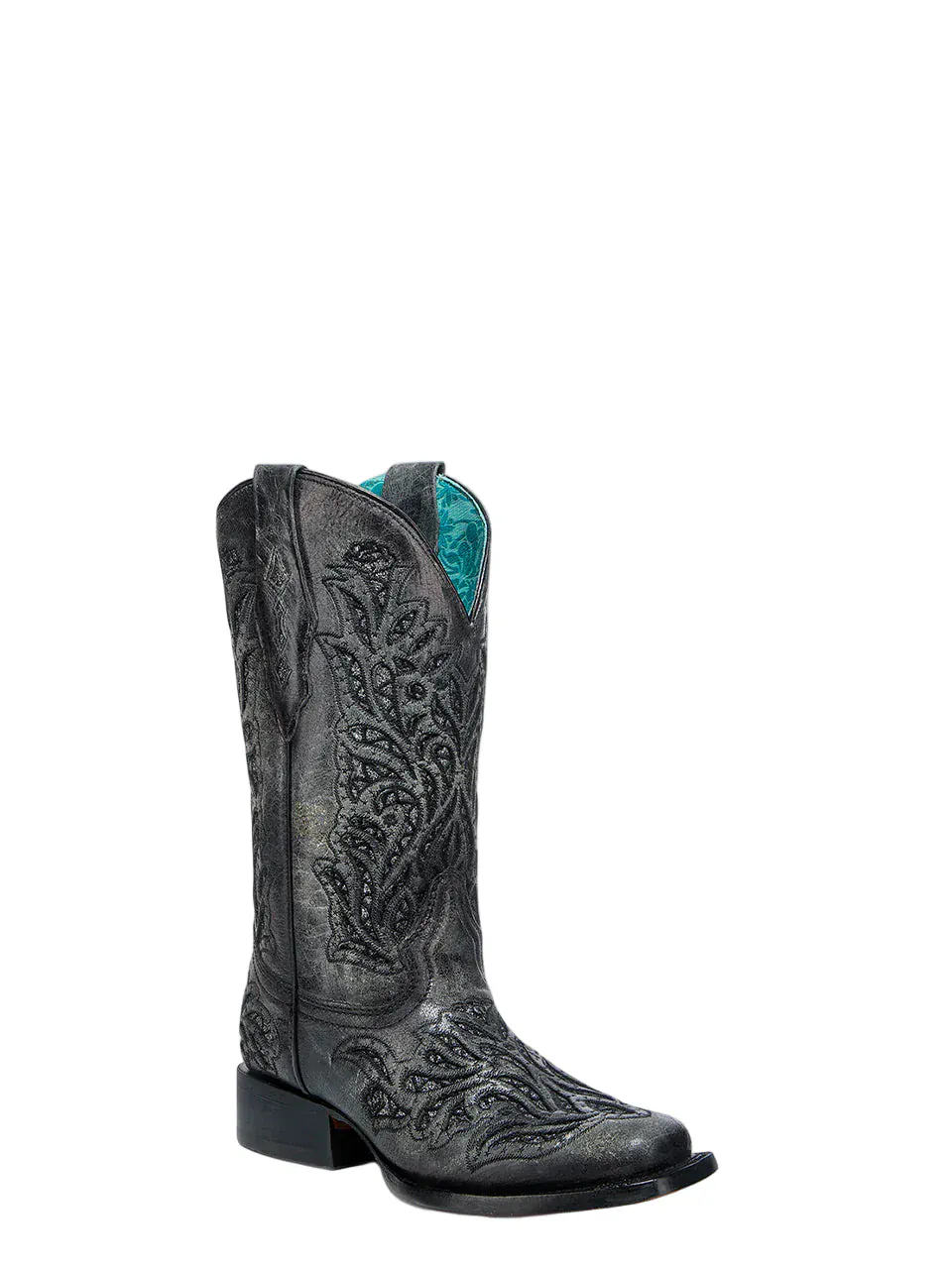 Corral Women's Black Embroidery Square Toe Cowgirl Boot A4876