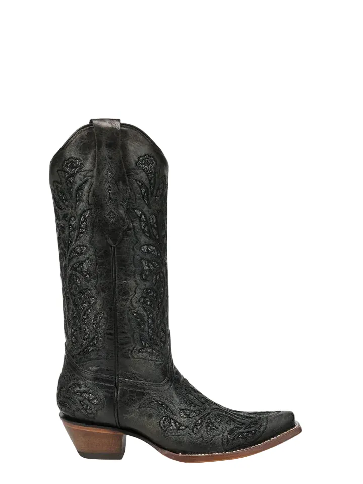 Corral Women's Black Glitter Inlay and Embroidered Western Boot A5095 - Image 2