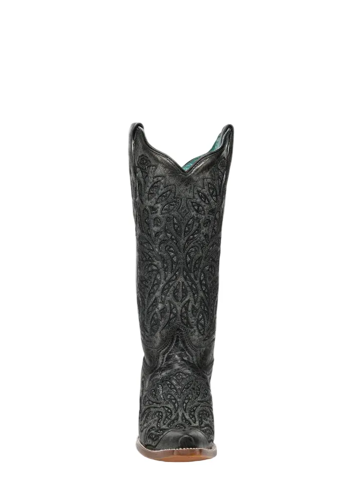 Corral Women's Black Glitter Inlay and Embroidered Western Boot A5095 - Image 4