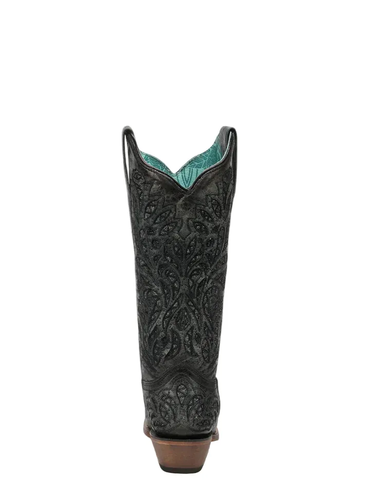 Corral Women's Black Glitter Inlay and Embroidered Western Boot A5095 - Image 5