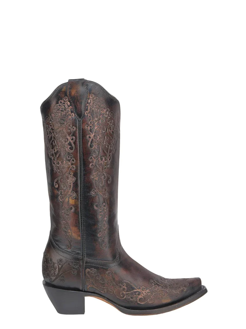 Corral Women's Black & Honey Floral Embroidery Western Boots A4801 - Image 2