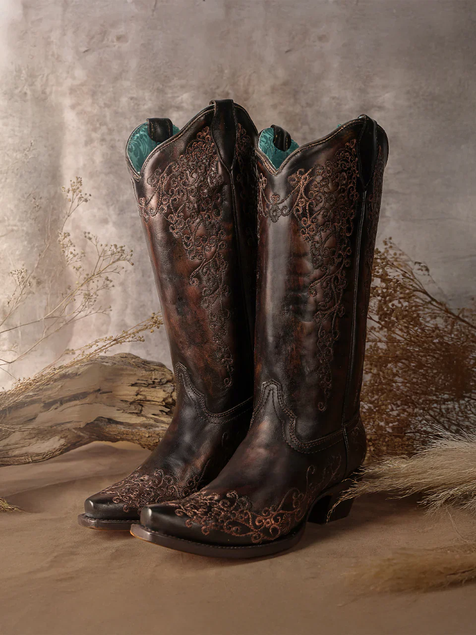 Corral Women's Black & Honey Floral Embroidery Western Boots A4801 - Image 5