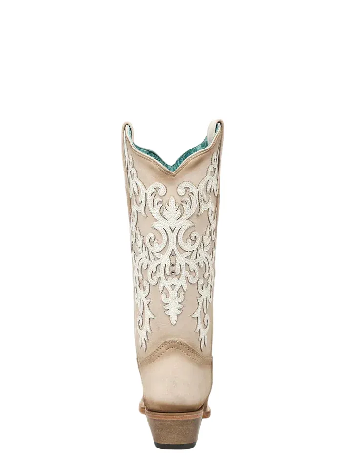 Corral Women's Bone Overlay & Embroidered Snip Toe Wester Boots A5070 - Image 4