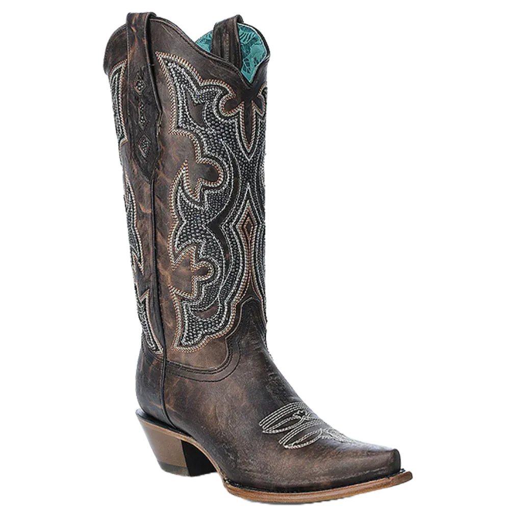 Corral Women's Brown Embroidered Snip Toe Western Boot Z5289