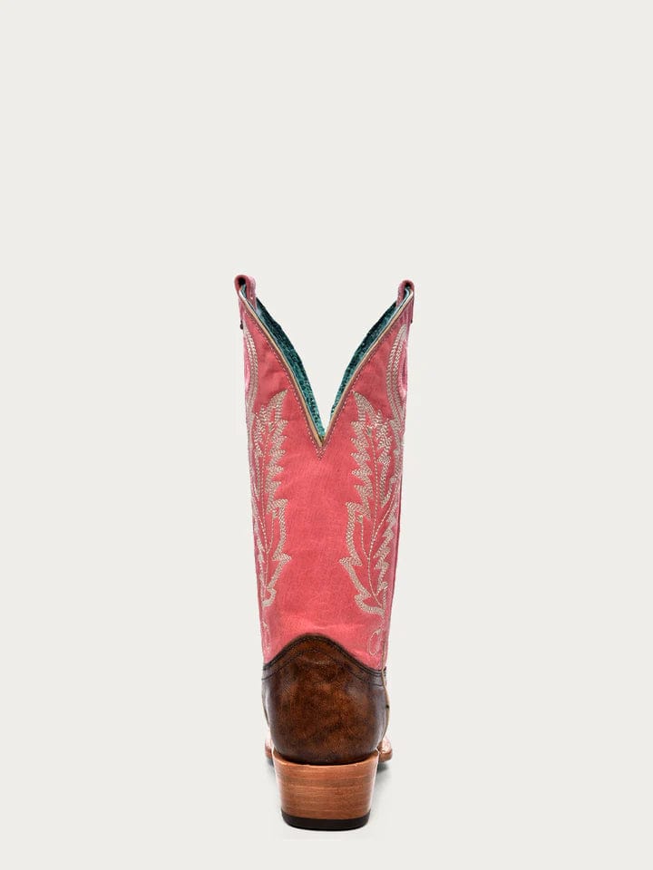 Corral Women's Brown/Pink Embroidery Square Toe Western Boots A4459 - Image 4
