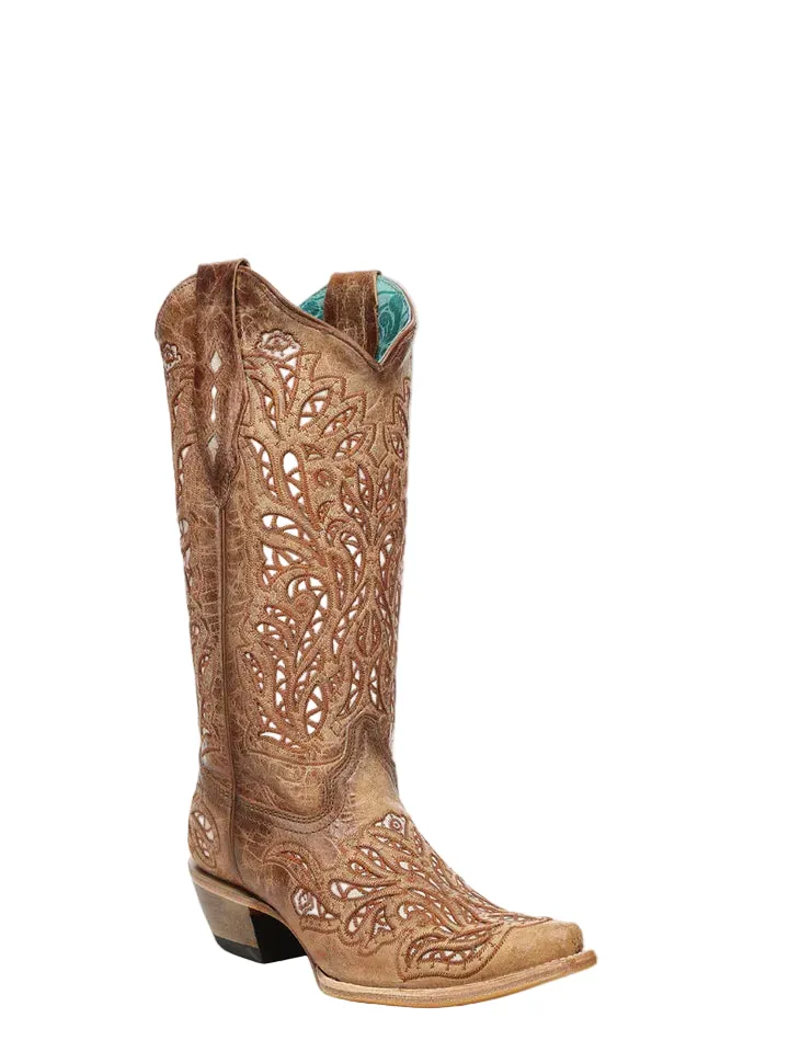 Corral Women's Sand Glitter & Embroidered Western Boots A5097