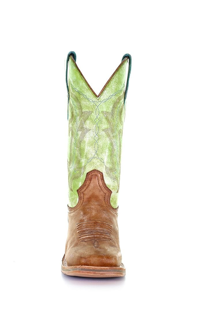 Corral Women's Sand/Green Embroidery Square Toe Cowgirl Boots A4102 - Image 3