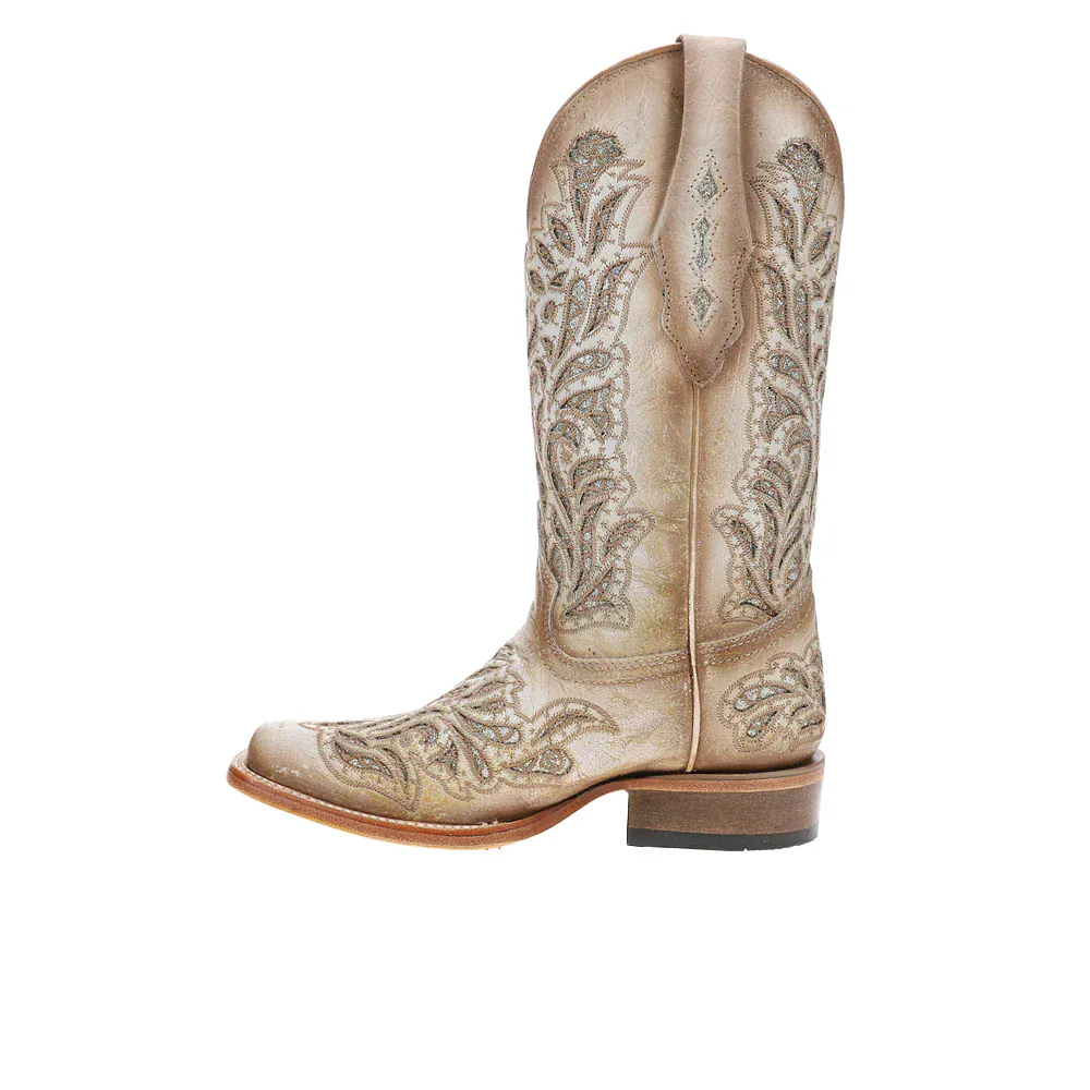 Corral Women's White Glitter and Embroidered Inlay Western Boots A4878 - Image 3