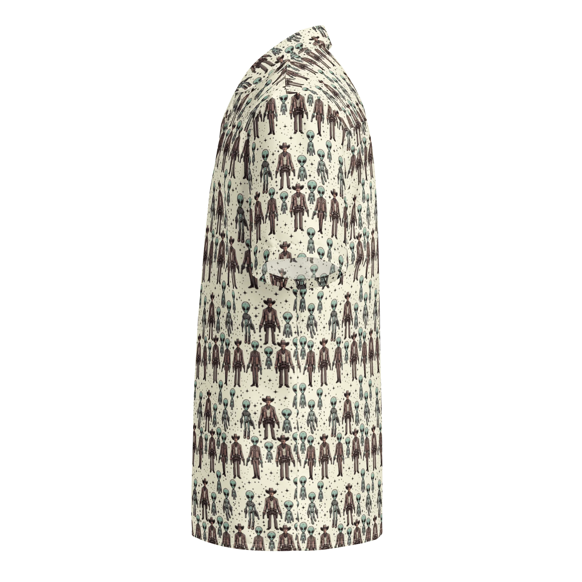 Cosmic Cowboys: Cowboys and Aliens Button-Up Shirt - Image 4