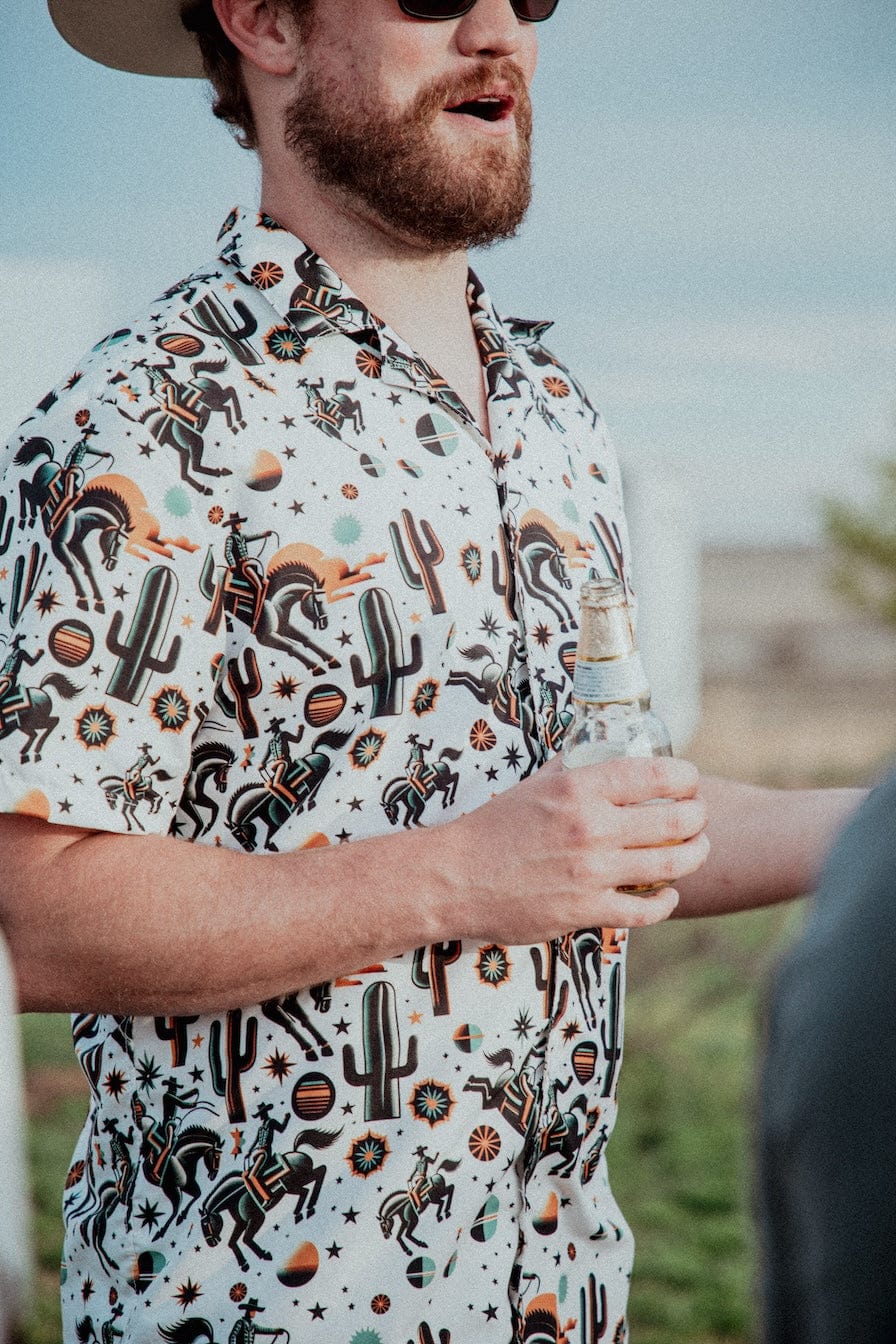 Cosmic Rodeo: Bucking Space Bronco Button-Up Shirt - Image 2
