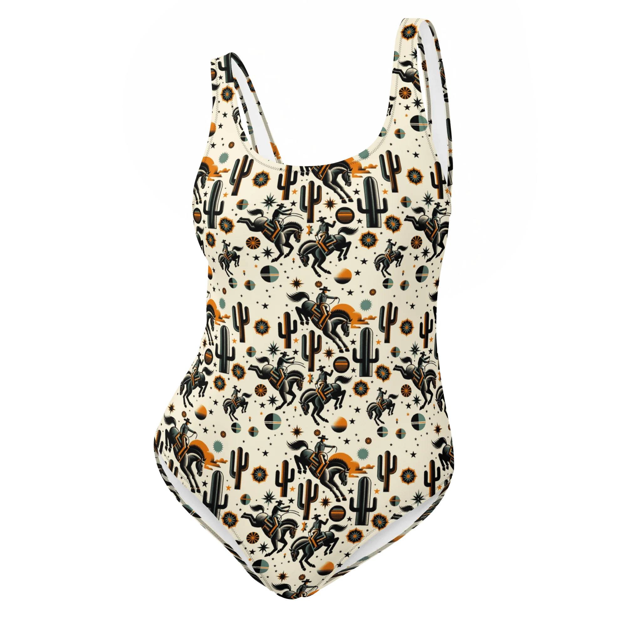 Cosmic Rodeo: Bucking Space Bronco One-Piece Swimsuit