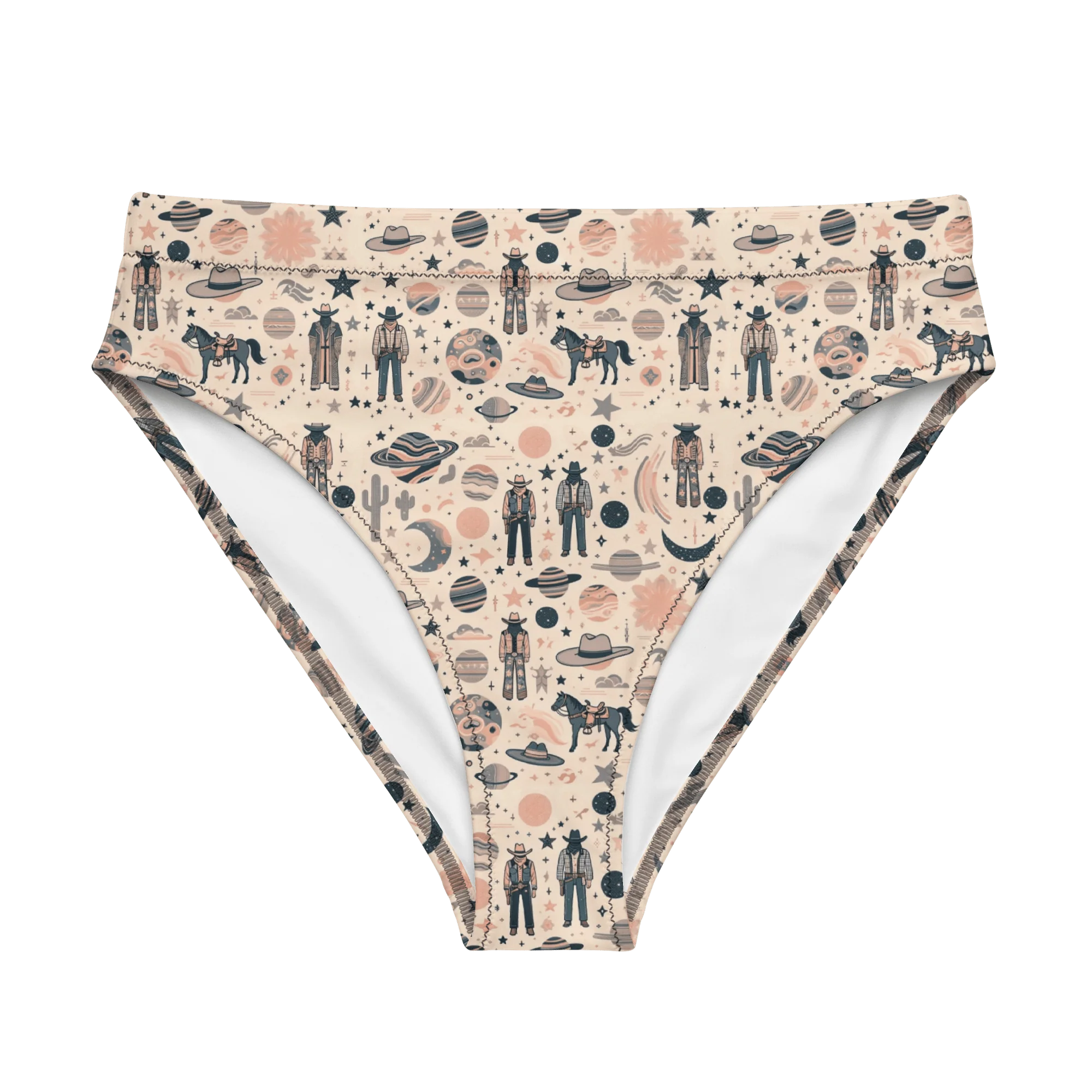 Cosmic Wrangler: Western Space Cowboy High-Waisted Bikini Bottom