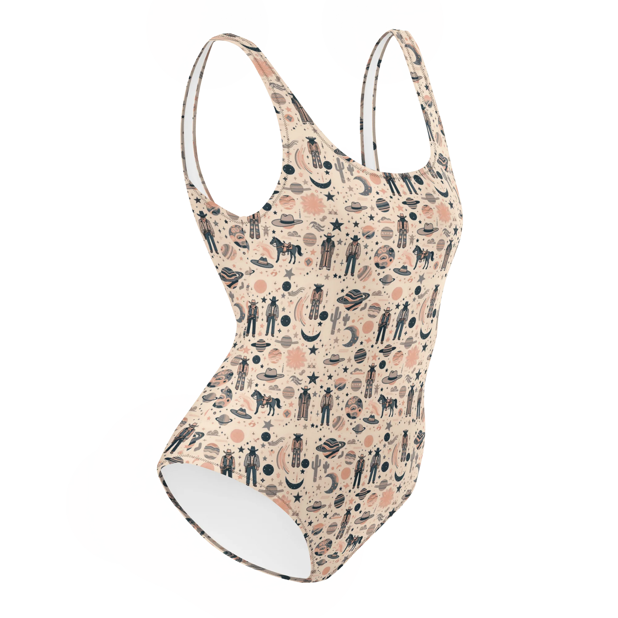 Cosmic Wrangler: Western Space Cowboy One-Piece Swimsuit - Image 2