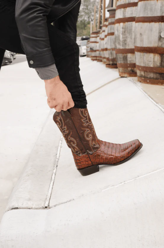 Dan Post Men's Bayou Brass Genuine Caiman Tail Exotic Western Boots DP3074 - Image 5
