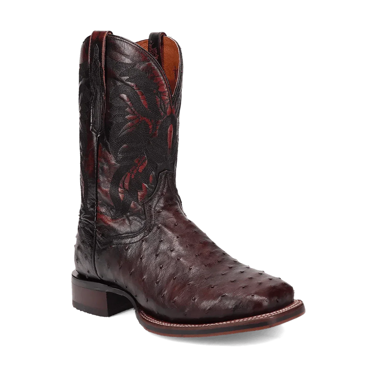 Dan Post Men's Black Cherry Alamosa Ostrich Exotic Western Boots DP5012