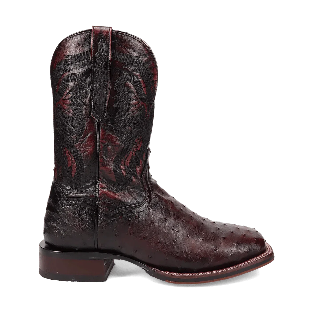 Dan Post Men's Black Cherry Alamosa Ostrich Exotic Western Boots DP5012 - Image 2