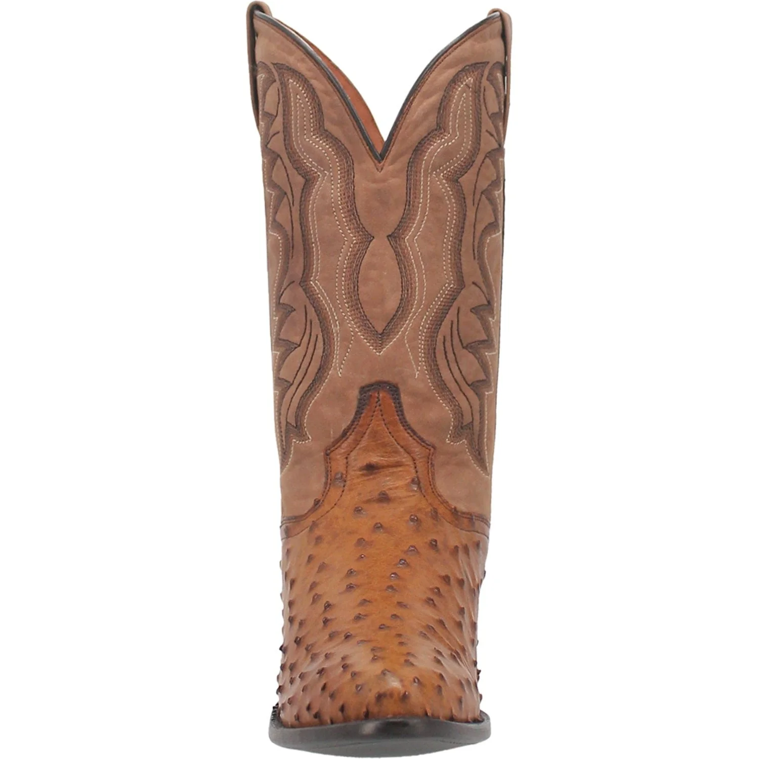 Dan Post Men's Tempe Saddle Brown/Chocolate Full Quill Ostrich Western Boots DP2323 - Image 5