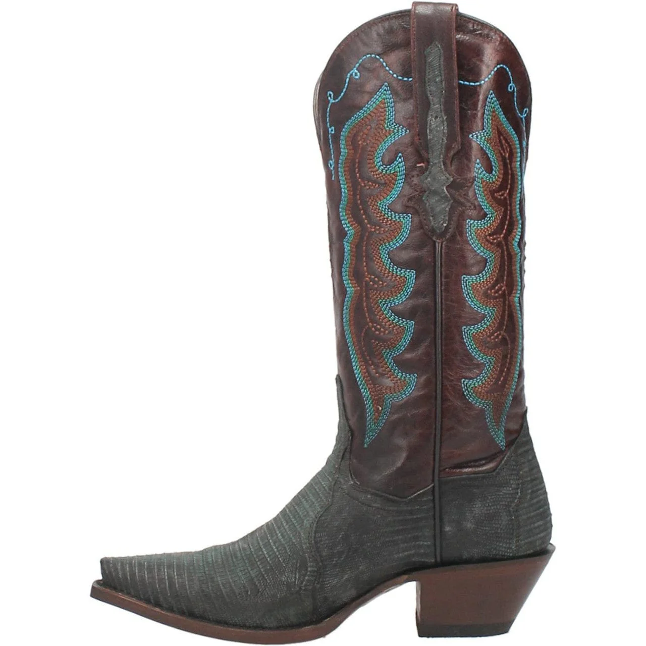 Dan Post Women's Drifter Turquoise/Brown Snip Toe Exotic Western Boots DP3007 - Image 3