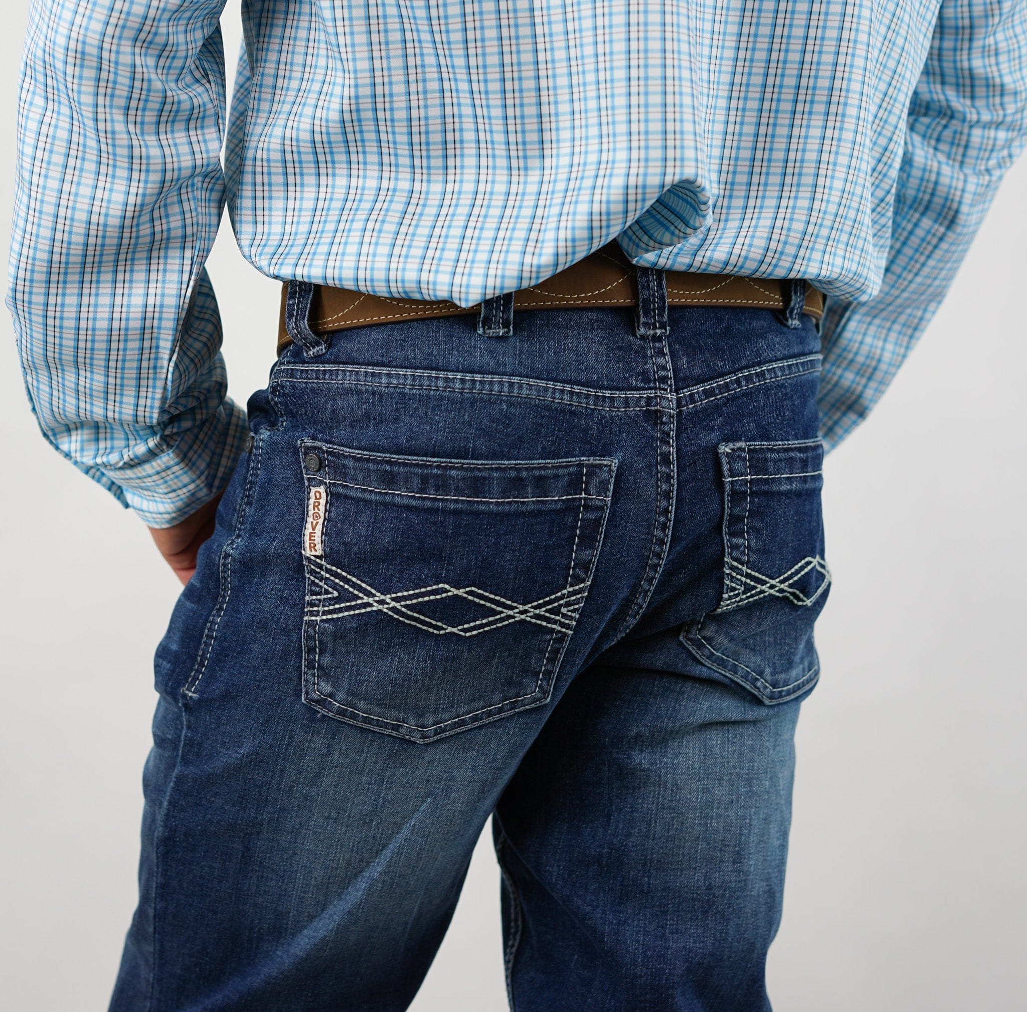 Denim Jeans - Badlands Fit - STRETCH Fabric, Slim, Low-Rise, Straight Leg, Boot Cut (Mid Wash & Faded) - Image 2