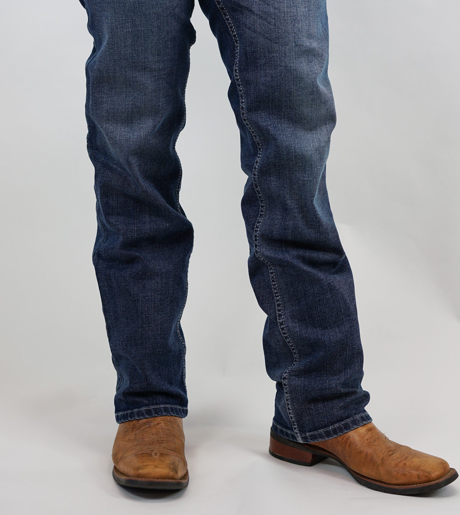 Denim Jeans - Badlands Fit - STRETCH Fabric, Slim, Low-Rise, Straight Leg, Boot Cut (Mid Wash & Faded) - Image 4
