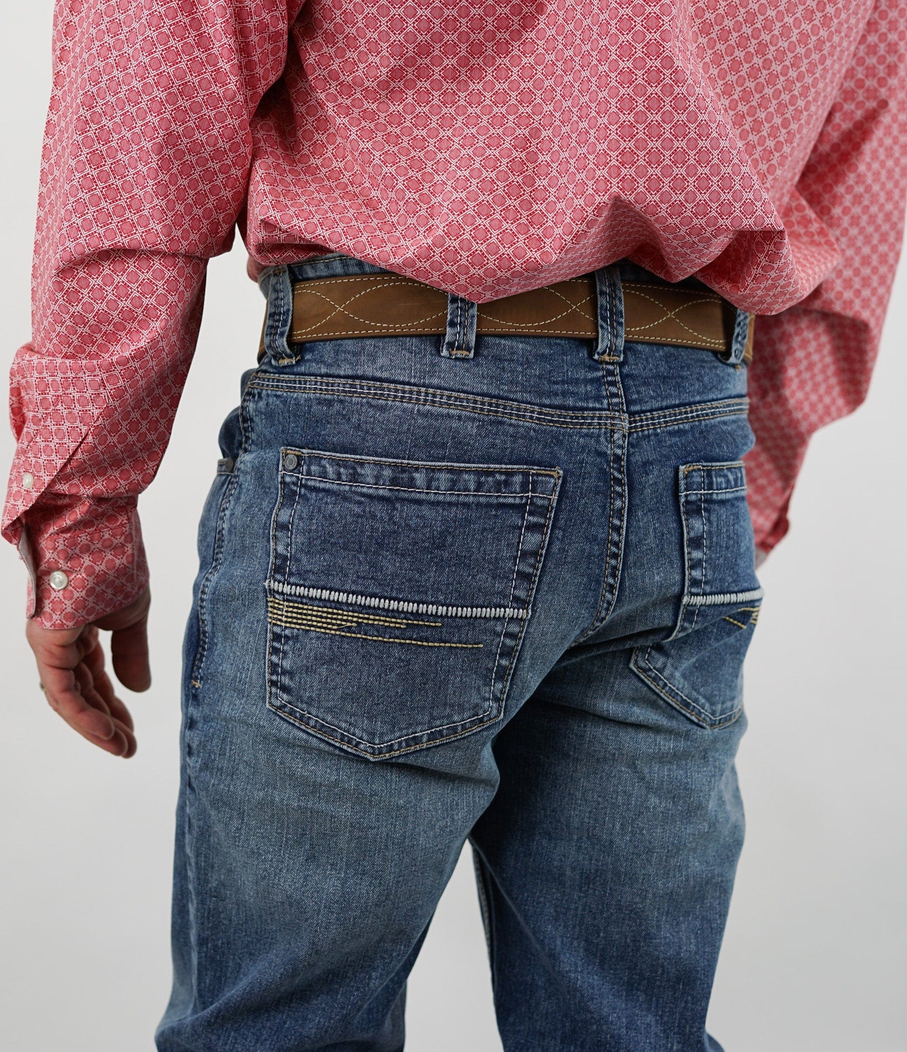 Denim Jeans - Bunkhouse Fit - STRETCH Fabric, Relaxed, Mid-Rise, Straight Leg, Boot Cut (Mid Wash & Faded) - Image 2